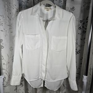 Anthropologie Cloth & Stone White‎ Button Up Long Sleeve Shirt Womens Size XS